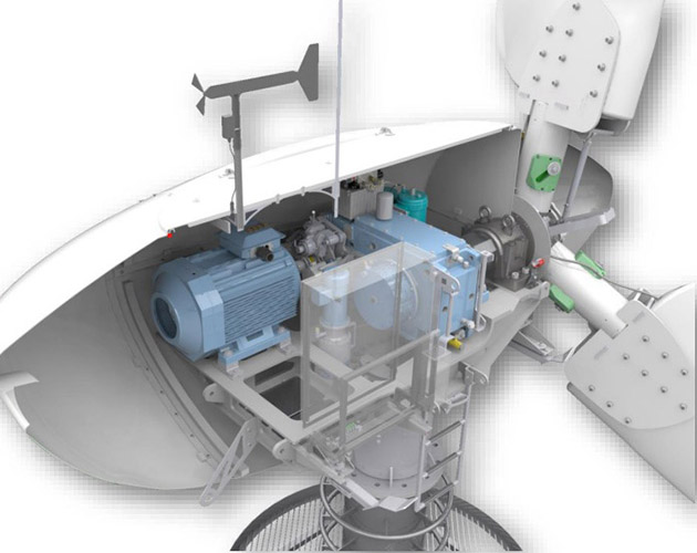 Cut away illustration of the inside of a wind turbine